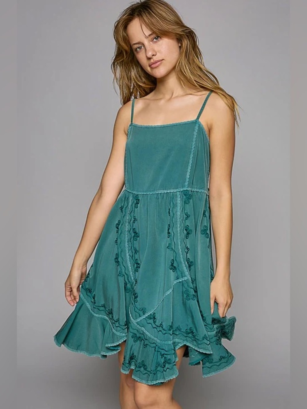 POL Teal Green Spaghetti Strap Sundress